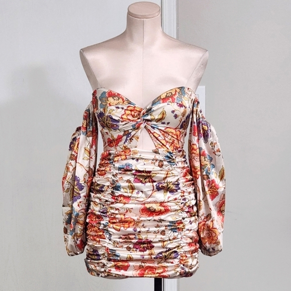 RUNAWAY THE LABEL Fleur Mini Dress Sand Floral - Picture 8 of 15